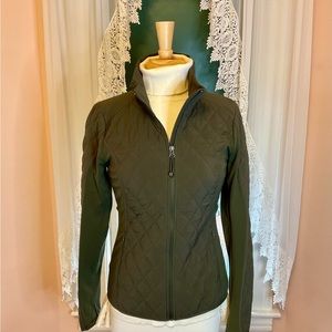 ATHLETA Diamond Quilted Jacket, Olive Green, Size M
